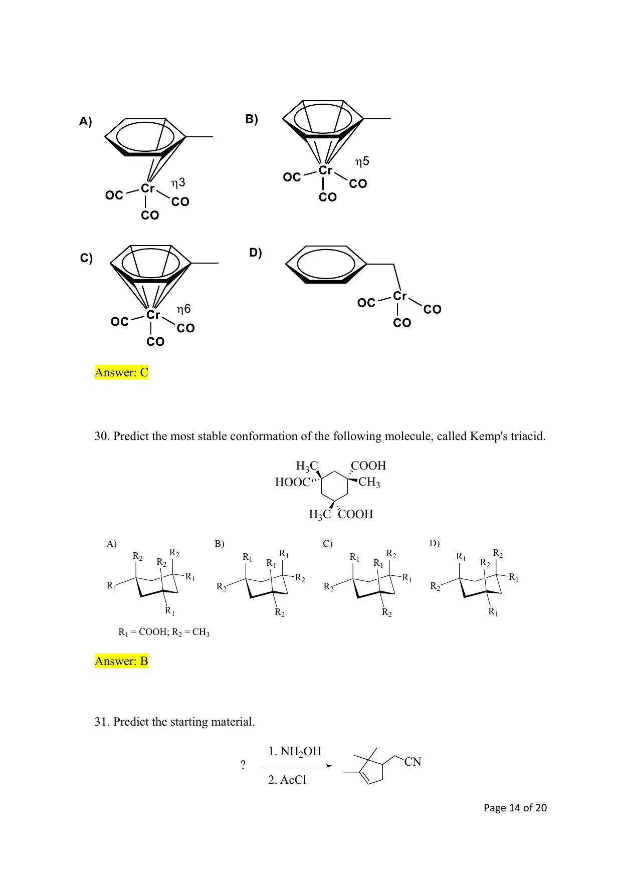 TIFR GS 2022 Chemistry Question Paper - Page 14