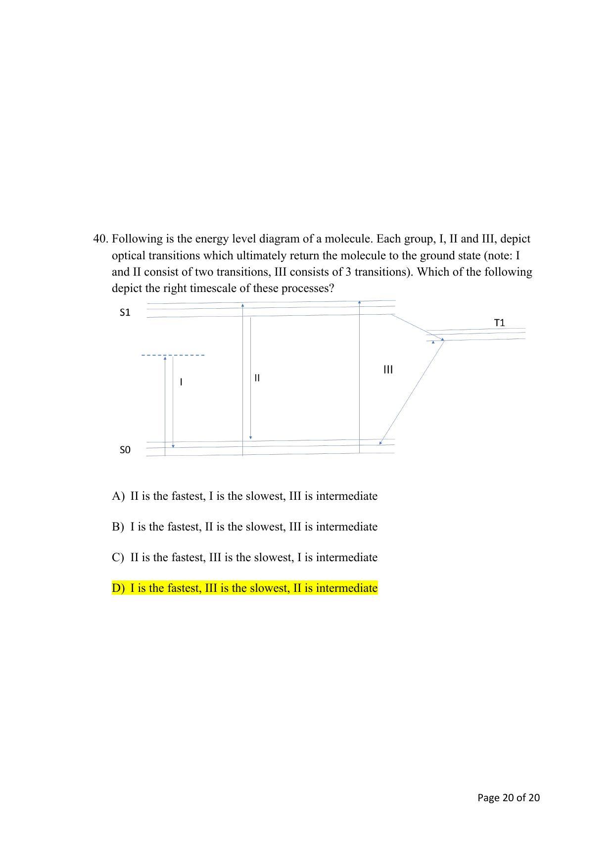TIFR GS 2022 Chemistry Question Paper - Page 20