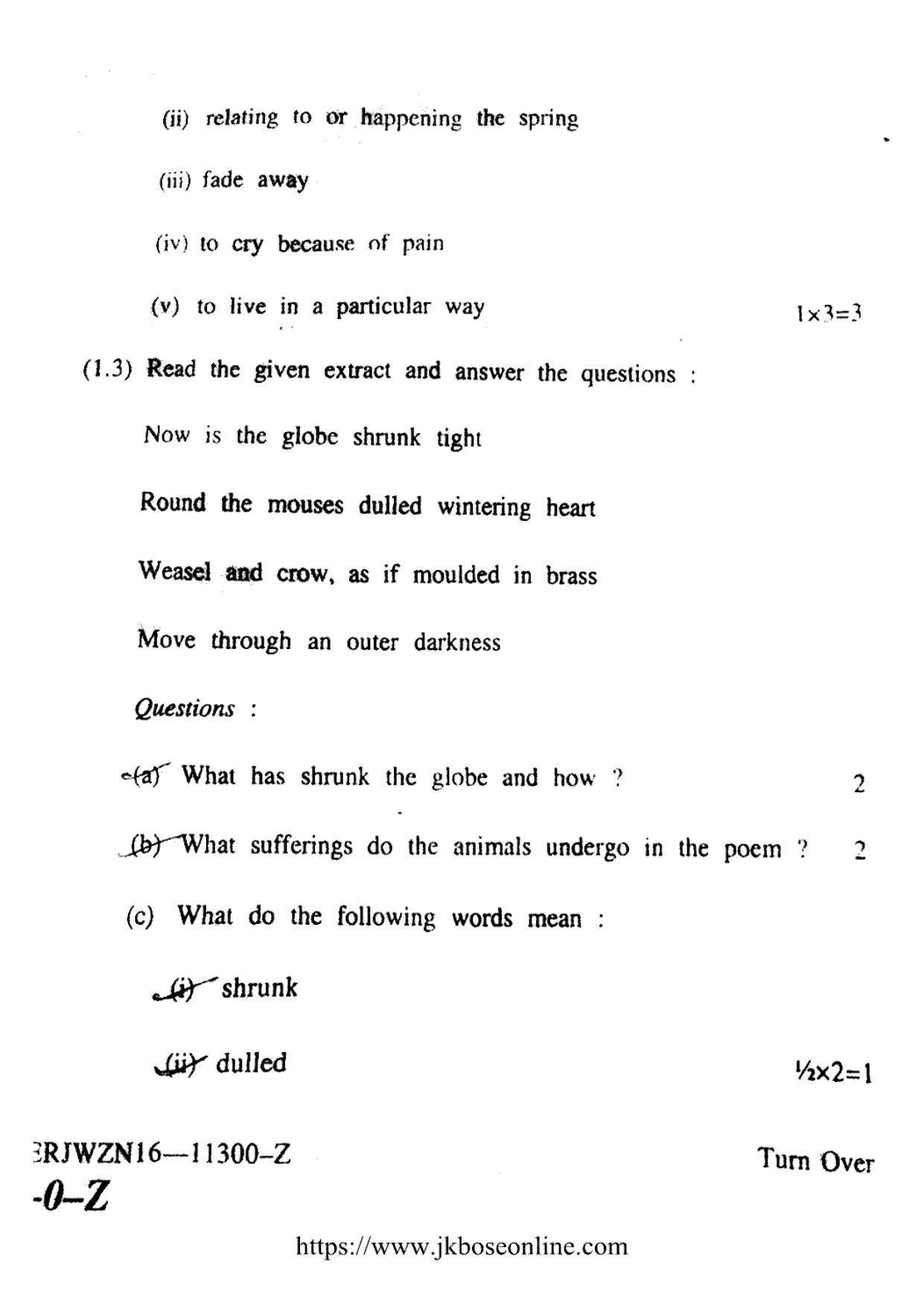 JKBOSE Class 12 English Question Papers 2016 (11300-Z) - Page 3