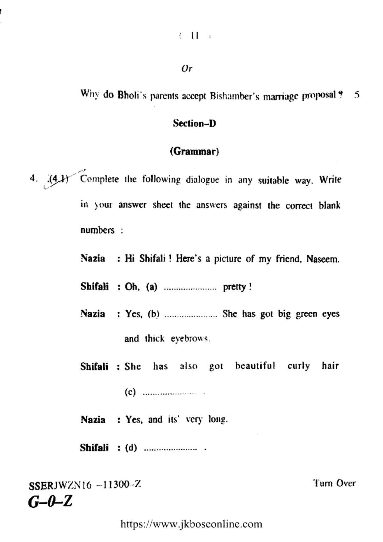JKBOSE Class 12 English Question Papers 2016 (11300-Z) - Page 11