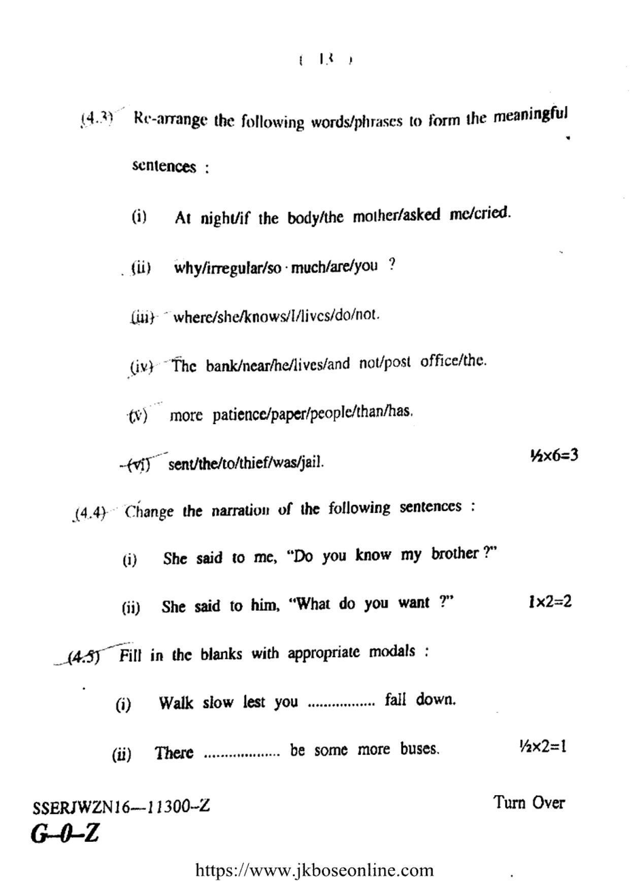 JKBOSE Class 12 English Question Papers 2016 (11300-Z) - Page 13