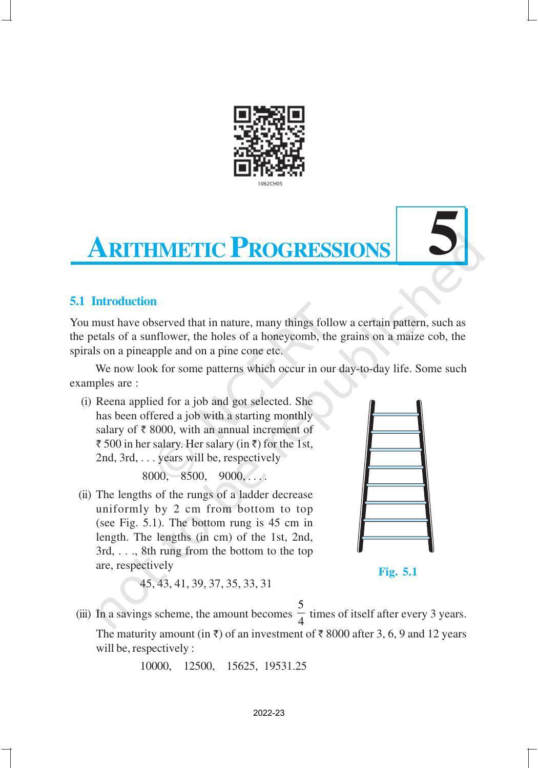 NCERT Book for Class 10 Maths Chapter 5 Arithmetic Progression - Page 1