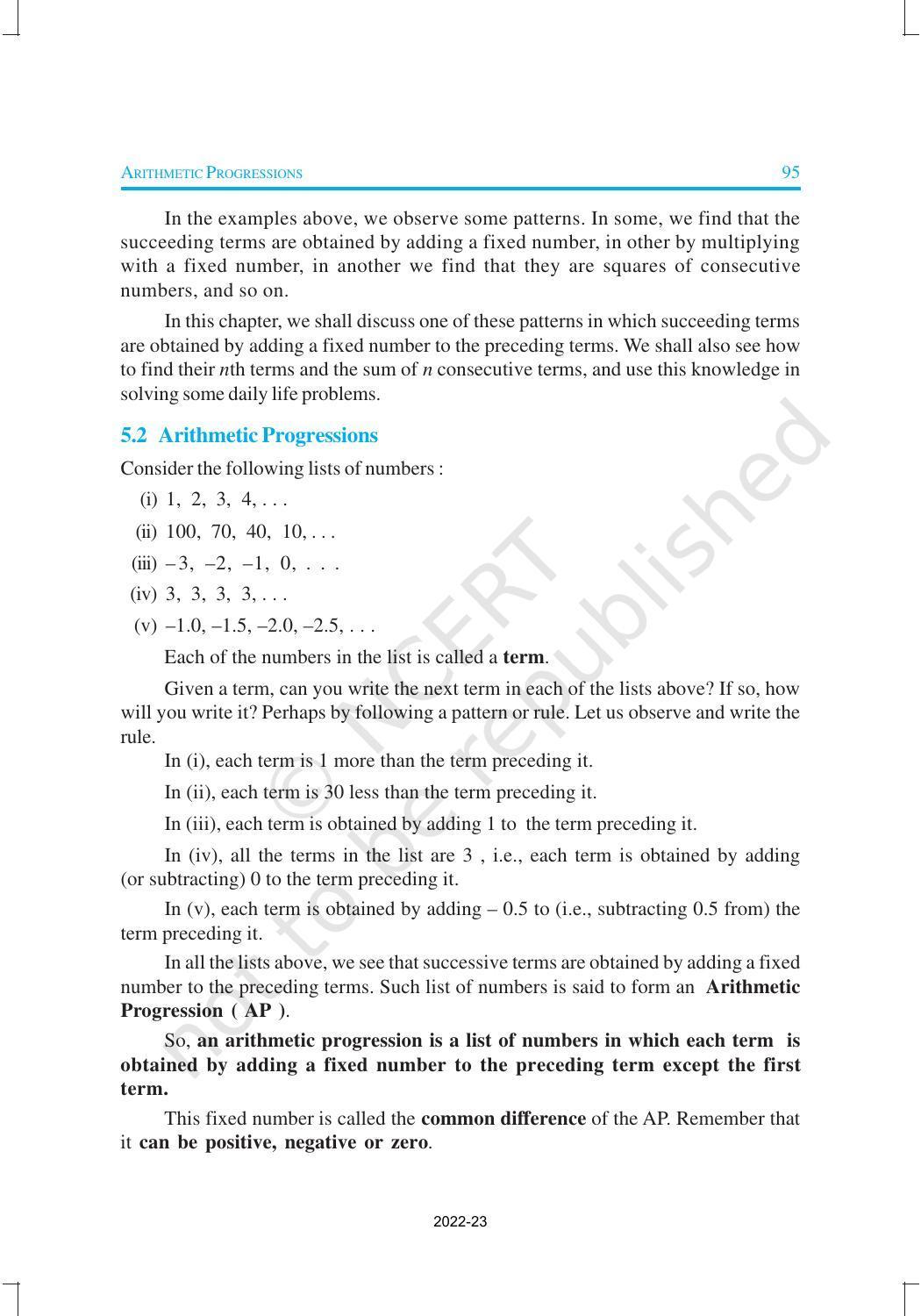 NCERT Book for Class 10 Maths Chapter 5 Arithmetic Progression - Page 3