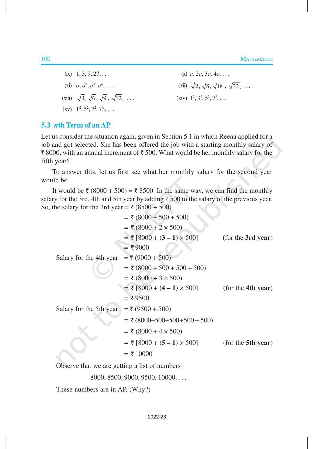 NCERT Book for Class 10 Maths Chapter 5 Arithmetic Progression - Page 8