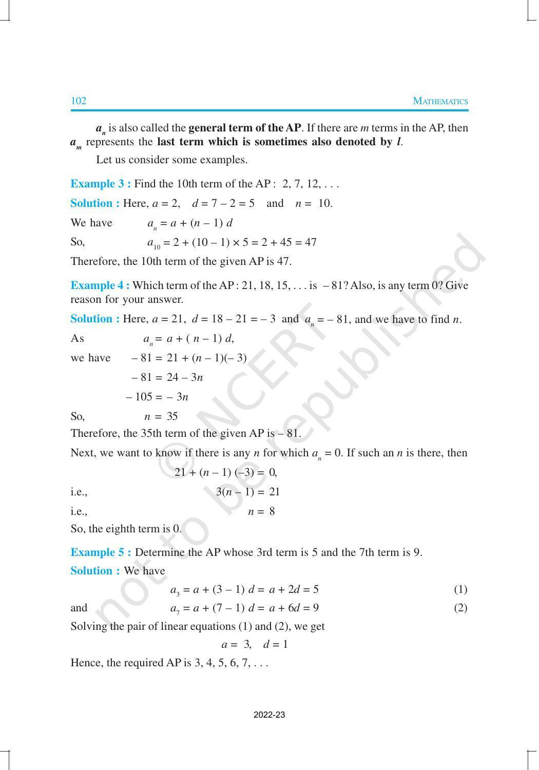 NCERT Book for Class 10 Maths Chapter 5 Arithmetic Progression - Page 10