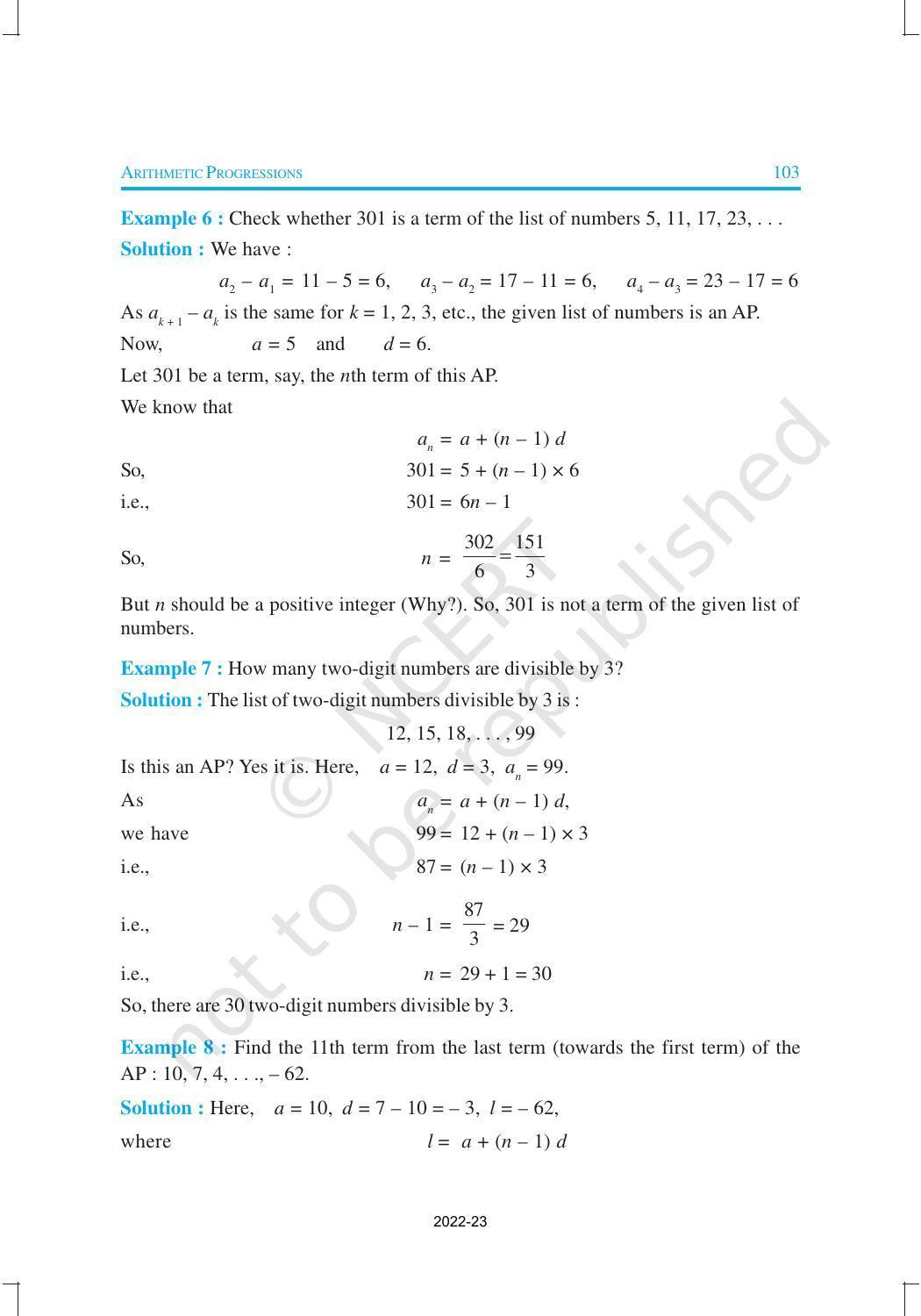 NCERT Book for Class 10 Maths Chapter 5 Arithmetic Progression - Page 11