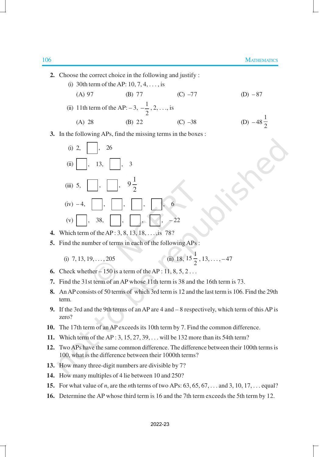 NCERT Book for Class 10 Maths Chapter 5 Arithmetic Progression - Page 14