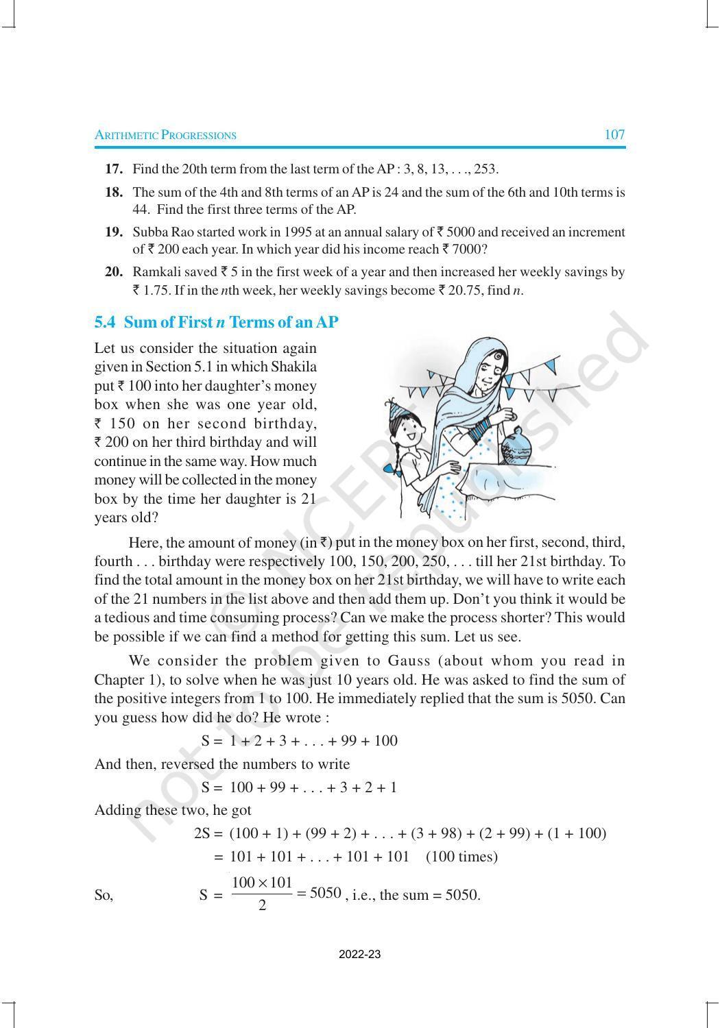NCERT Book for Class 10 Maths Chapter 5 Arithmetic Progression - Page 15