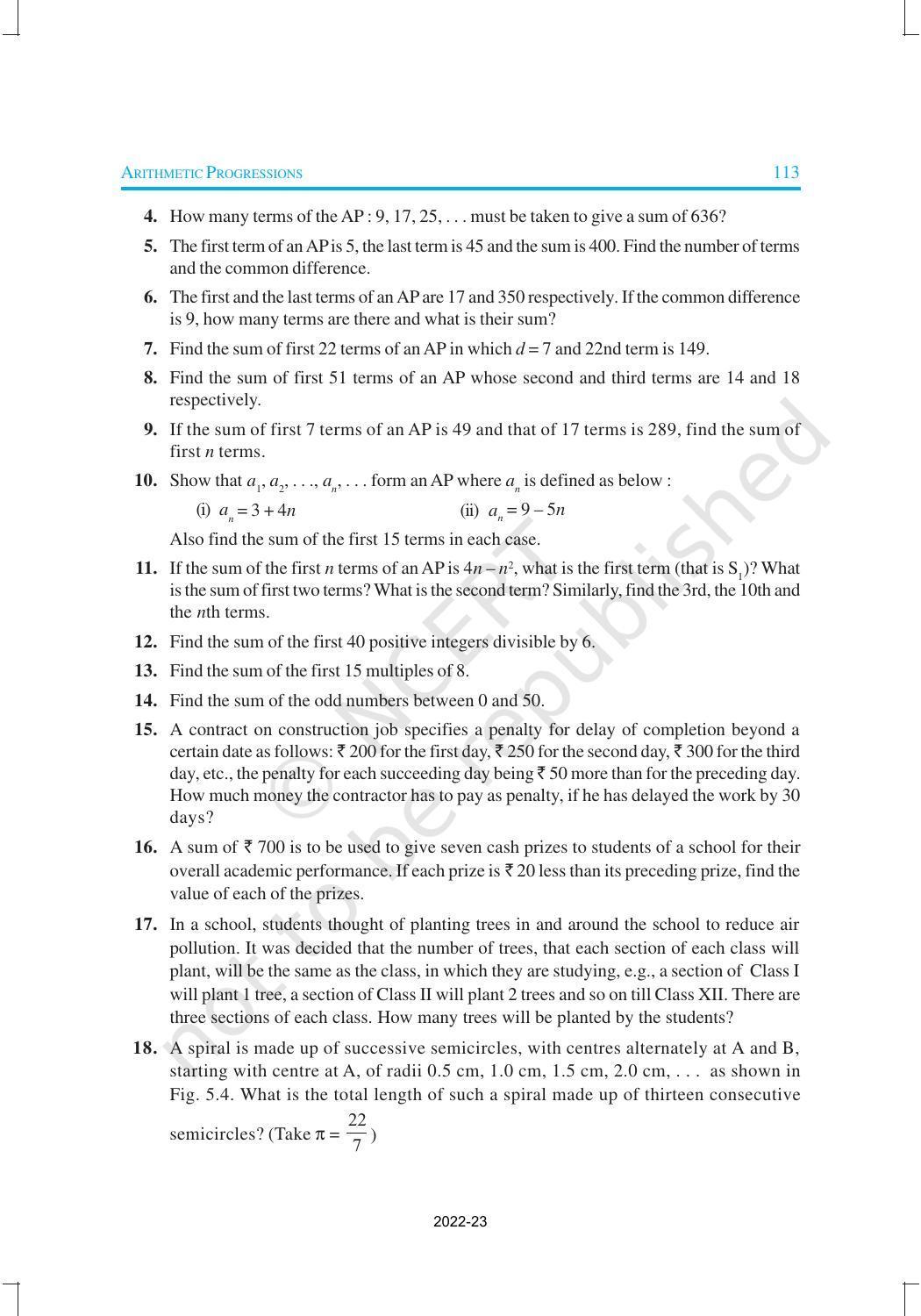 NCERT Book for Class 10 Maths Chapter 5 Arithmetic Progression - Page 21