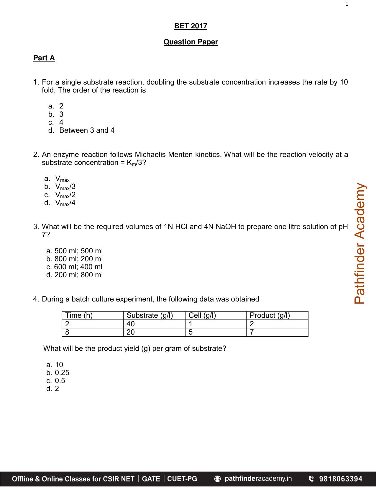 BET 2017 Question Paper - Page 1