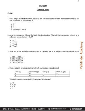 BET 2017 Question Paper