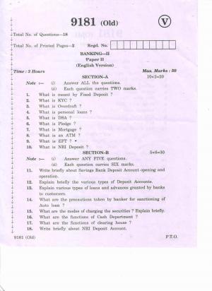 AP Inter 2nd Year Vocational Question Paper March - 2020 - Banking - II (old)