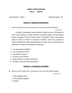 CBSE Class 10 Russian Sample Paper 2024