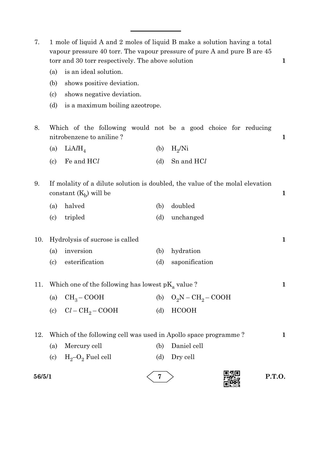 CBSE Class 12 56-5-1 Chemistry 2023 Question Paper - Page 7