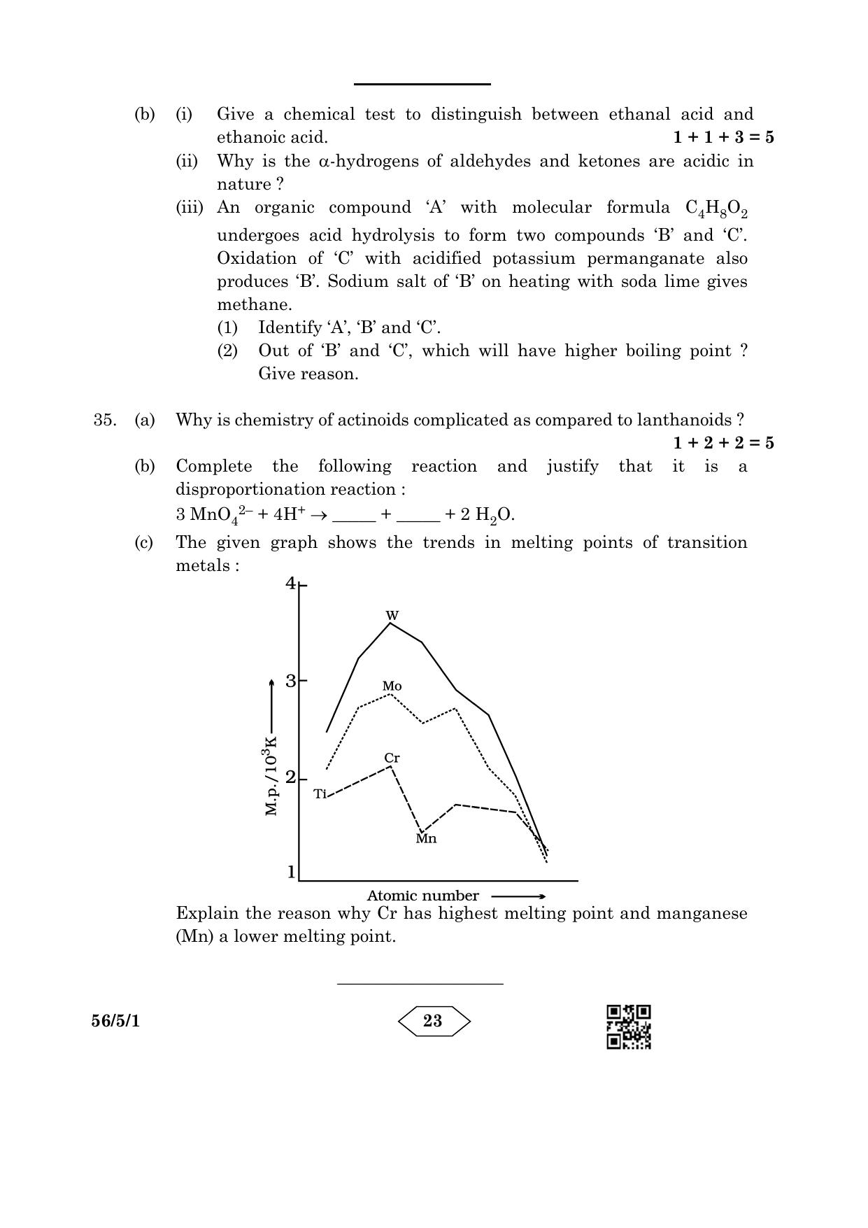 CBSE Class 12 56-5-1 Chemistry 2023 Question Paper - Page 23