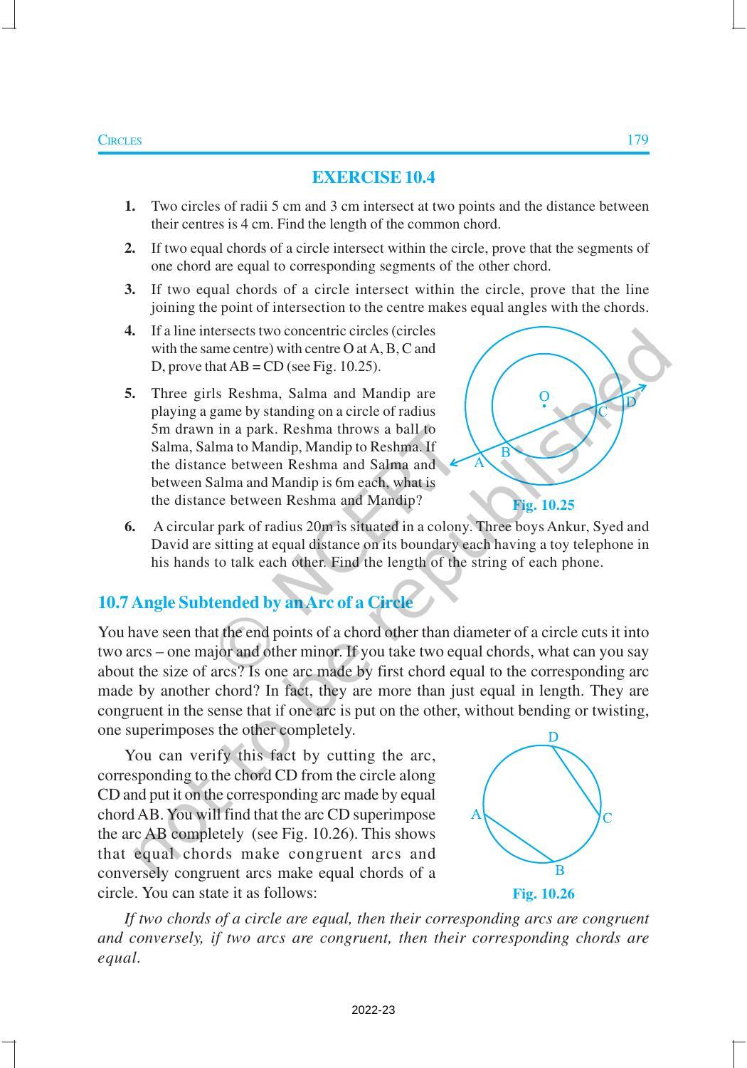 NCERT Book for Class 9 Maths Chapter 10 Circles - Page 12