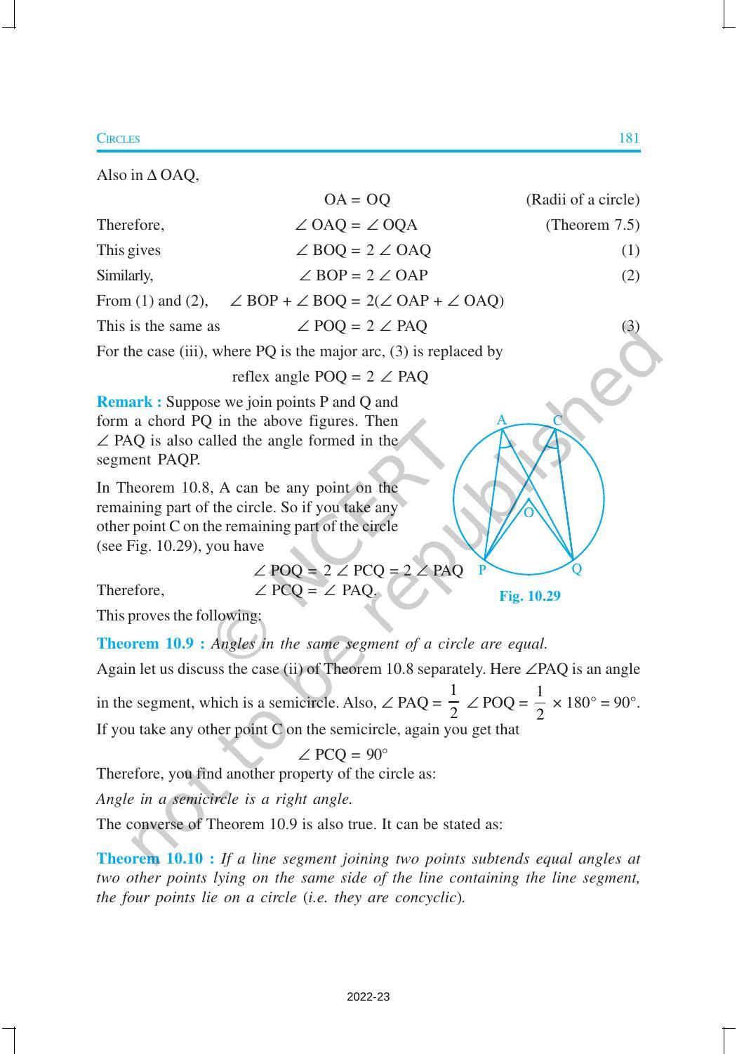 NCERT Book for Class 9 Maths Chapter 10 Circles - Page 14