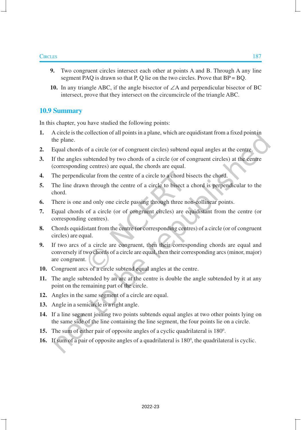 NCERT Book for Class 9 Maths Chapter 10 Circles - Page 20