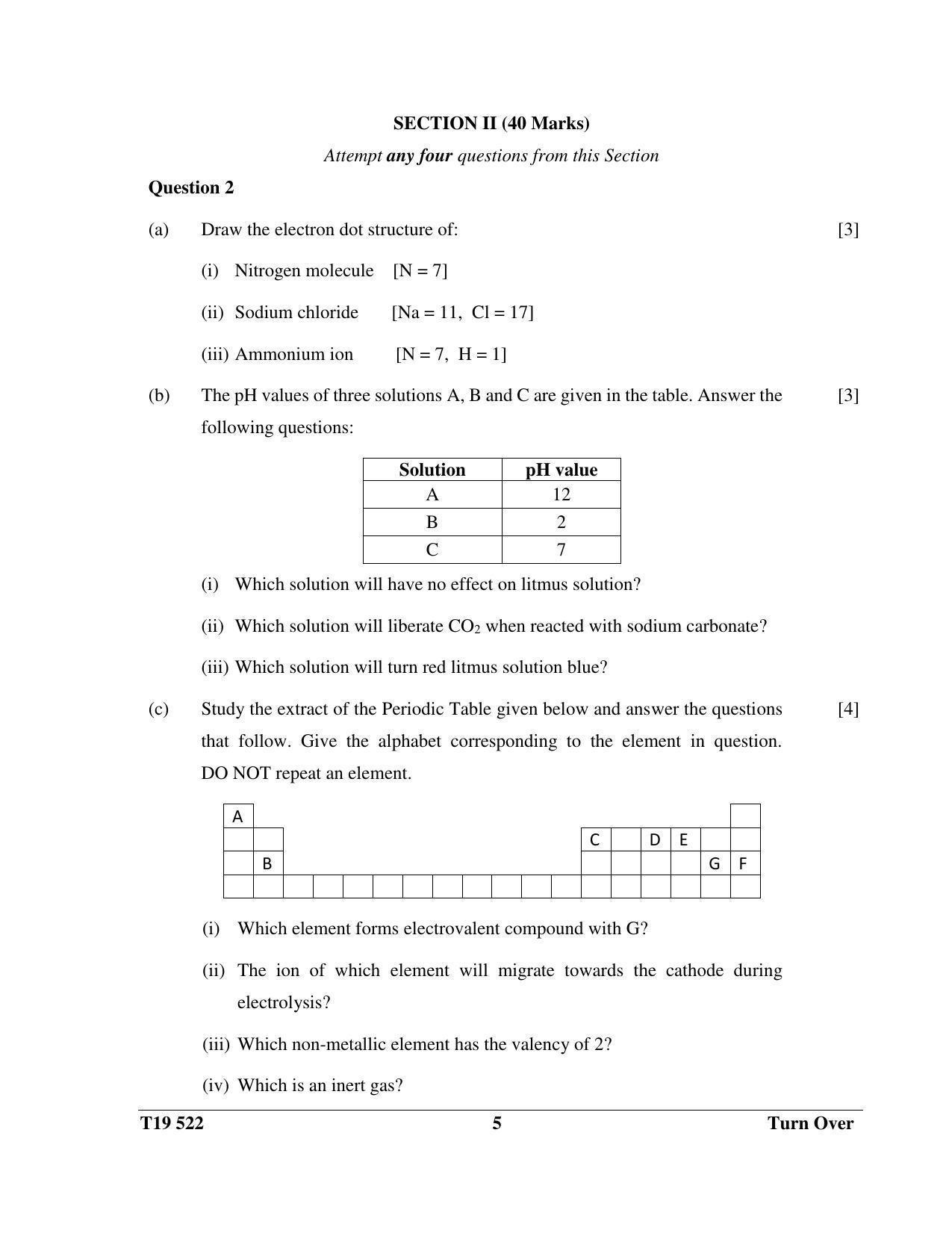 ISC Class 12 2019 Science Paper II Question Paper - Page 5