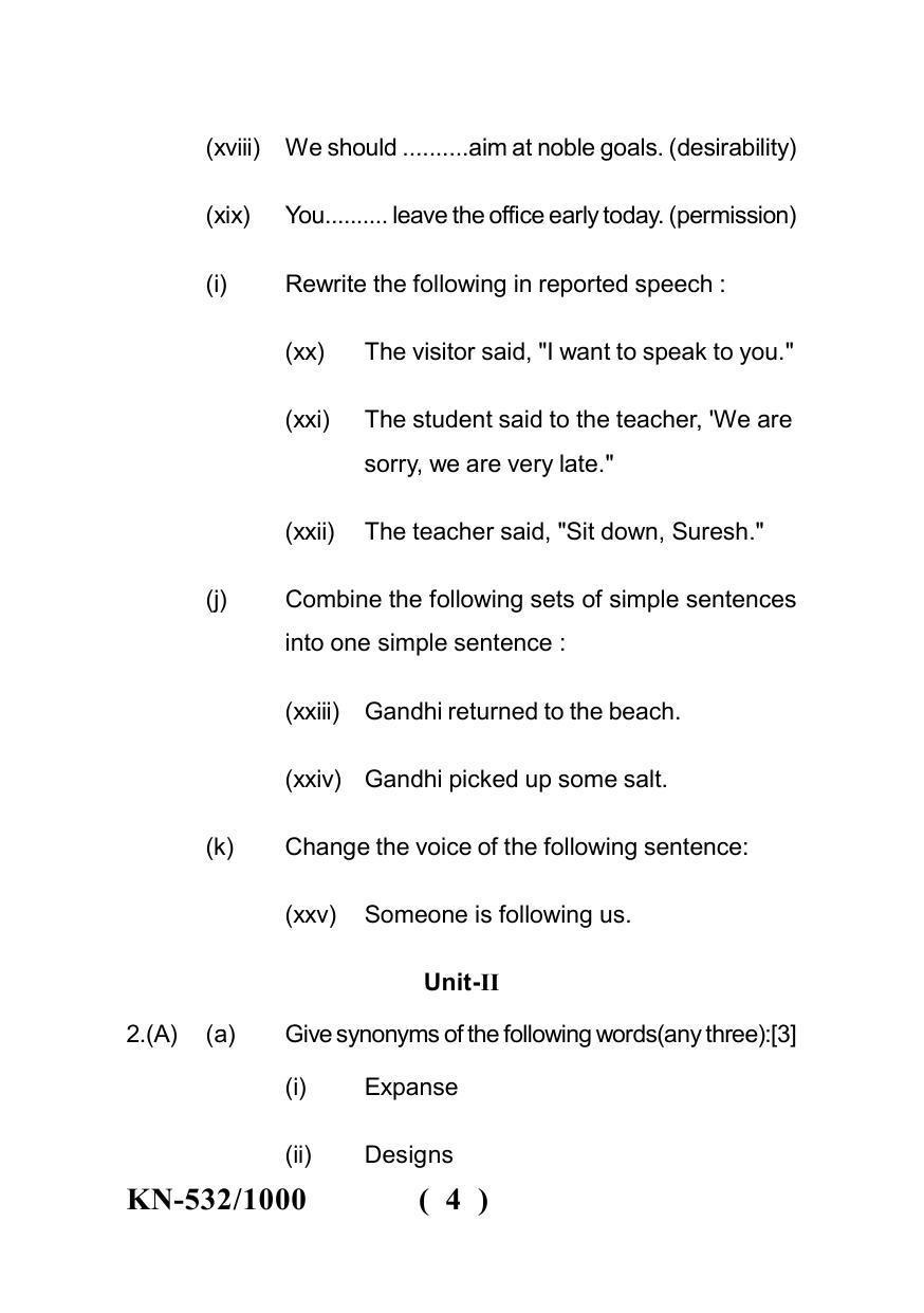 Sarguja University Question Paper - 2022 : B.A. Bed 04 Year Integrated Course (First Year) F.C. :English Language Paper I - Page 4