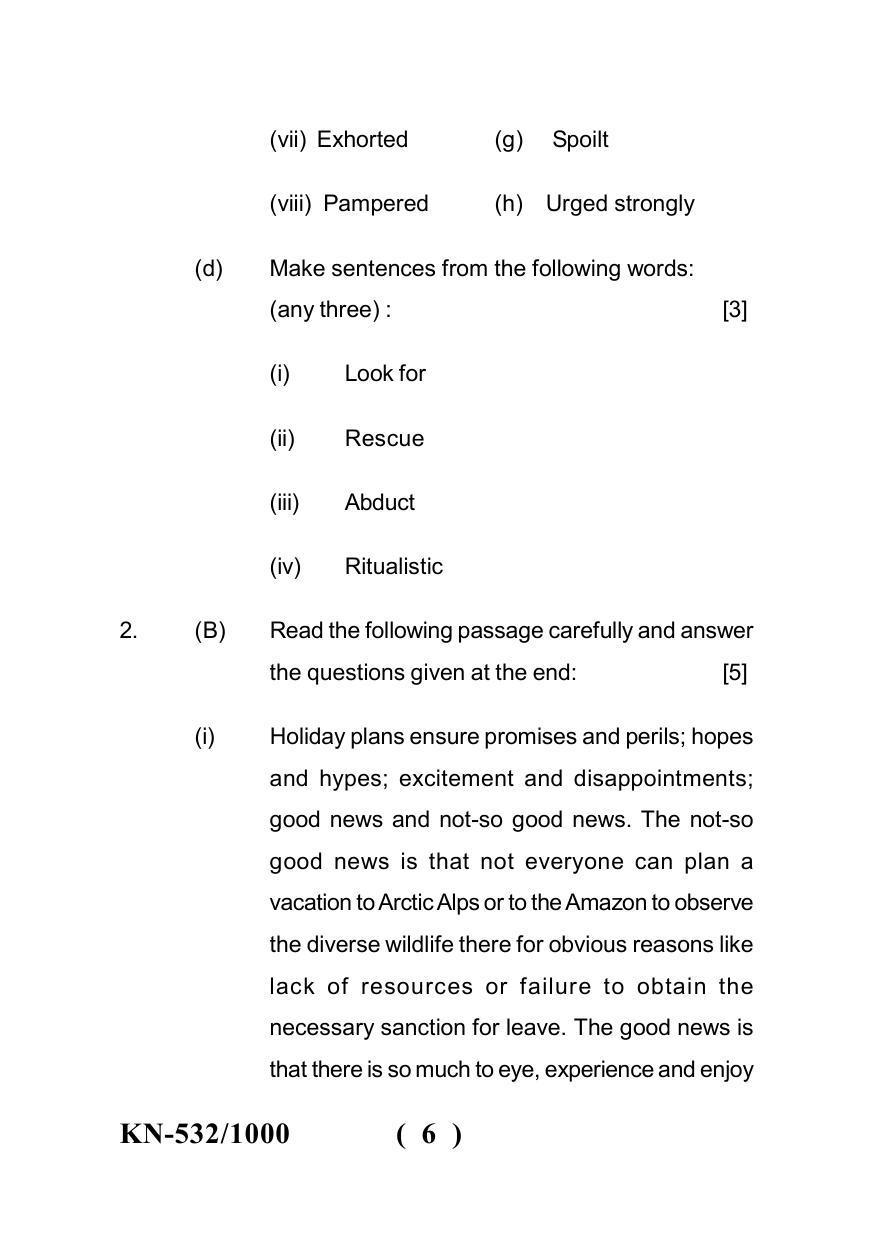 Sarguja University Question Paper - 2022 : B.A. Bed 04 Year Integrated Course (First Year) F.C. :English Language Paper I - Page 6