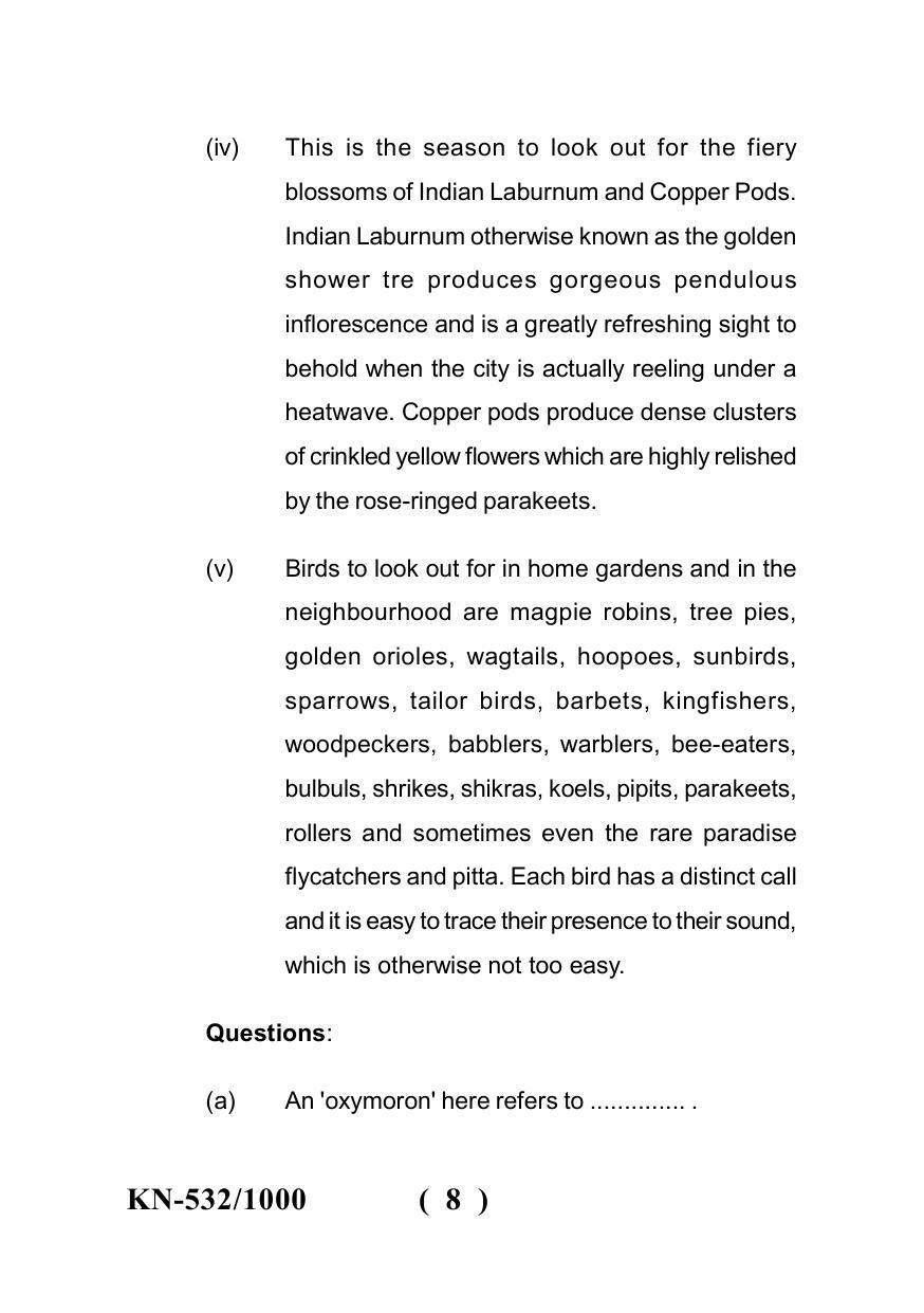 Sarguja University Question Paper - 2022 : B.A. Bed 04 Year Integrated Course (First Year) F.C. :English Language Paper I - Page 8