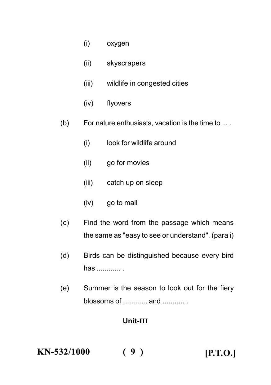 Sarguja University Question Paper - 2022 : B.A. Bed 04 Year Integrated Course (First Year) F.C. :English Language Paper I - Page 9