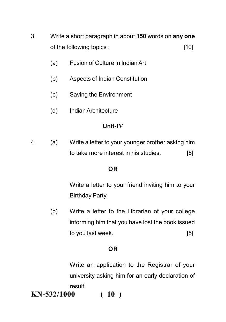 Sarguja University Question Paper - 2022 : B.A. Bed 04 Year Integrated Course (First Year) F.C. :English Language Paper I - Page 10