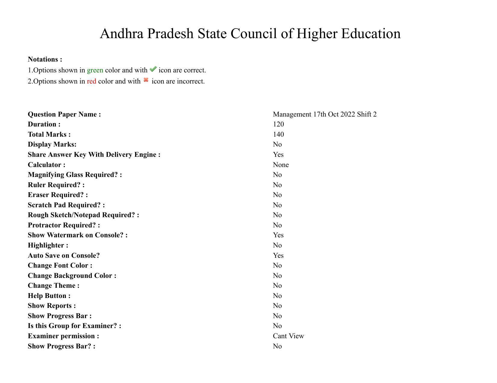 AP RCET 2022: Management - 17/10/2022 (Monday) Session-I Question Paper With keys - Page 1
