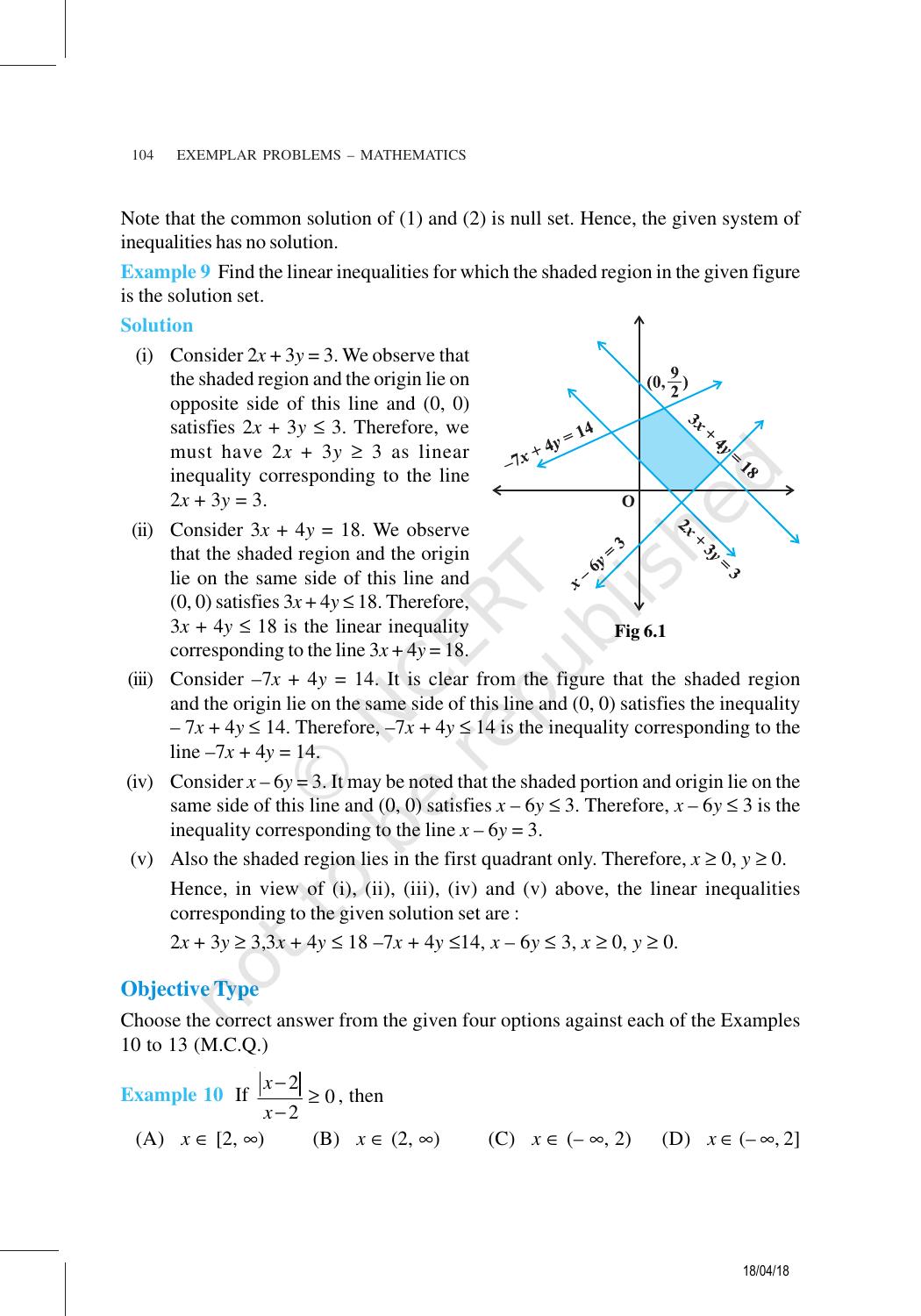 NCERT Exemplar Book for Class 11 Maths: Chapter 6 Linear Inequalities - Page 7