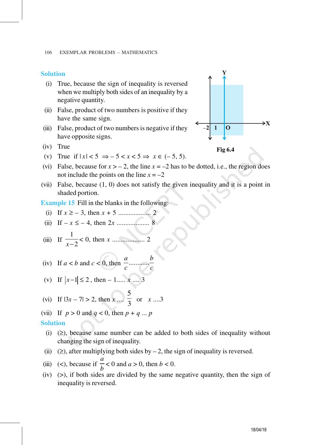 NCERT Exemplar Book for Class 11 Maths: Chapter 6 Linear Inequalities - Page 9