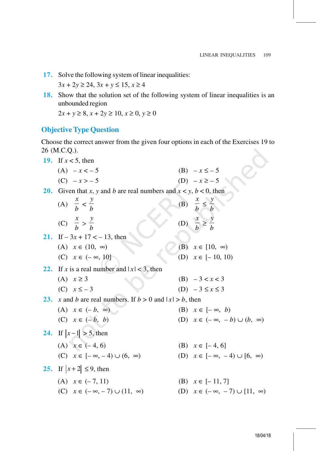 NCERT Exemplar Book for Class 11 Maths: Chapter 6 Linear Inequalities - Page 12
