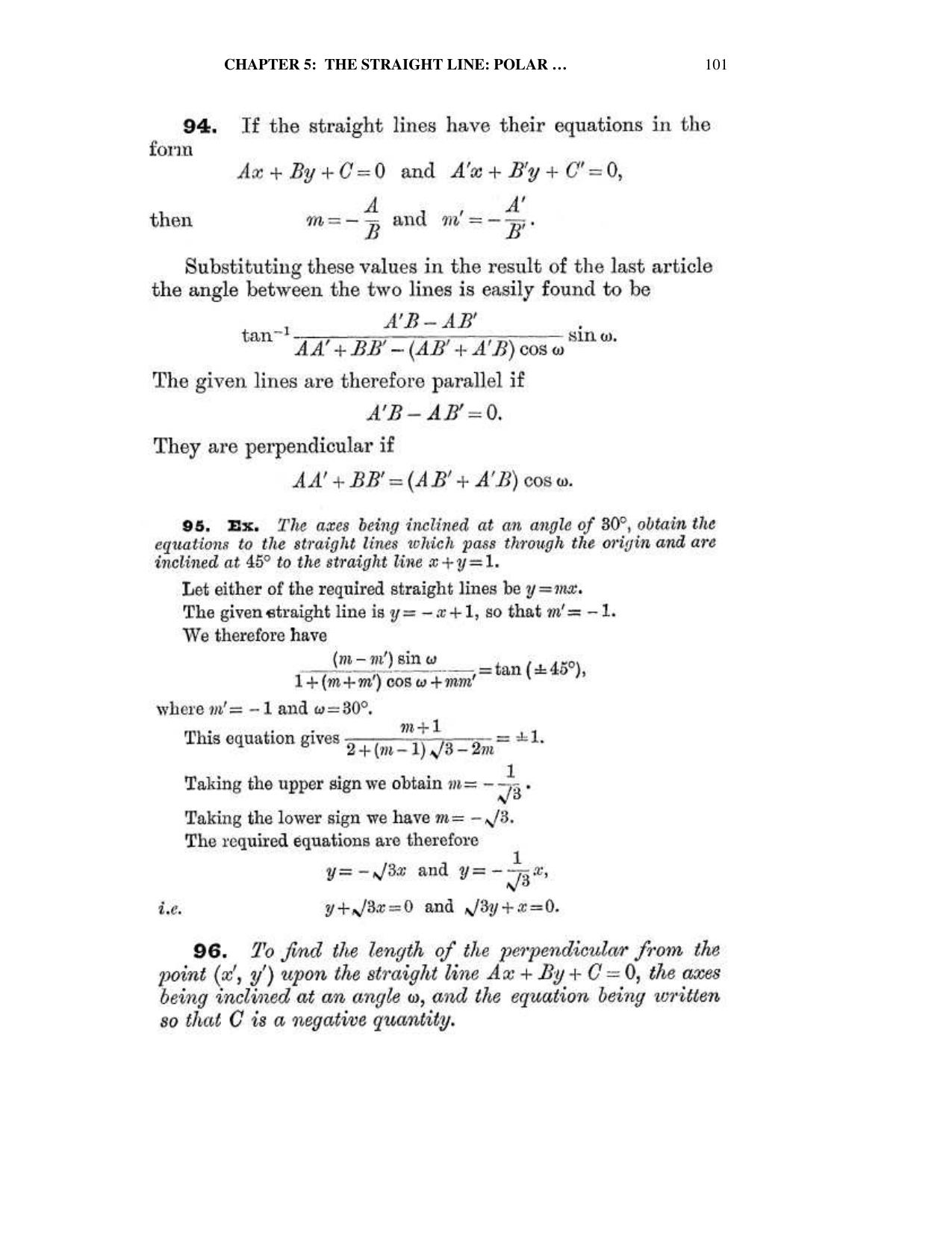 Chapter 5: The Straight Line (Continued) - SL Loney Solutions: The Elements of Coordinate Geometry - Page 5