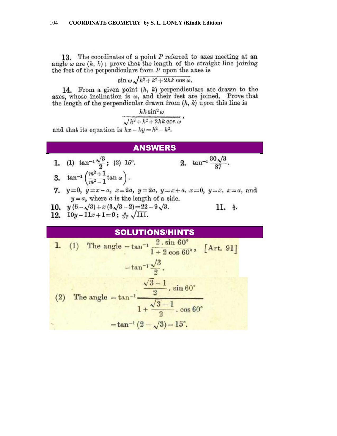 Chapter 5: The Straight Line (Continued) - SL Loney Solutions: The Elements of Coordinate Geometry - Page 8