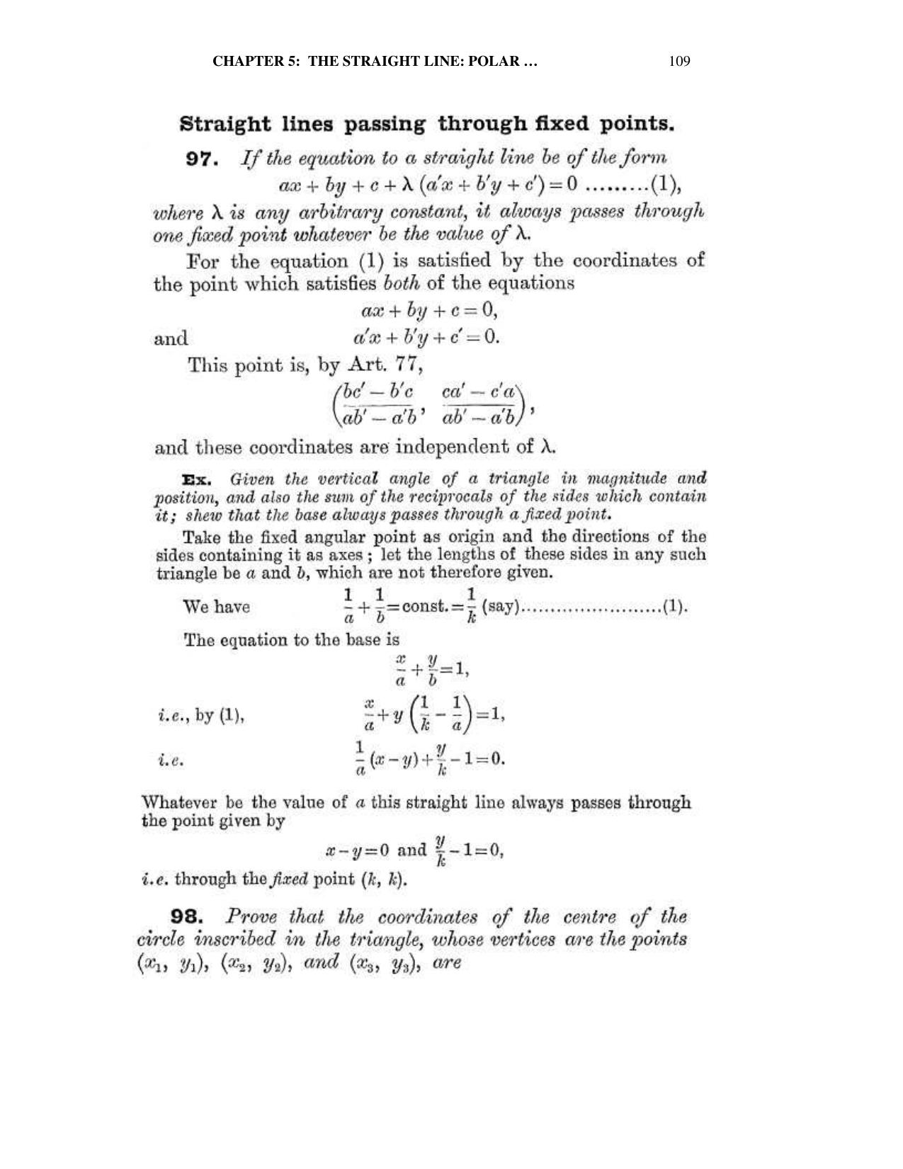 Chapter 5: The Straight Line (Continued) - SL Loney Solutions: The Elements of Coordinate Geometry - Page 13