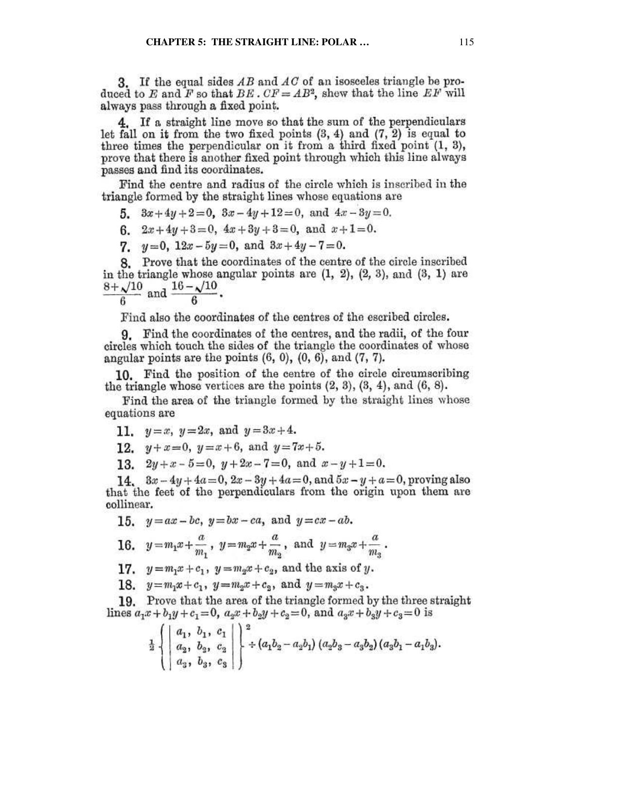 Chapter 5: The Straight Line (Continued) - SL Loney Solutions: The Elements of Coordinate Geometry - Page 19