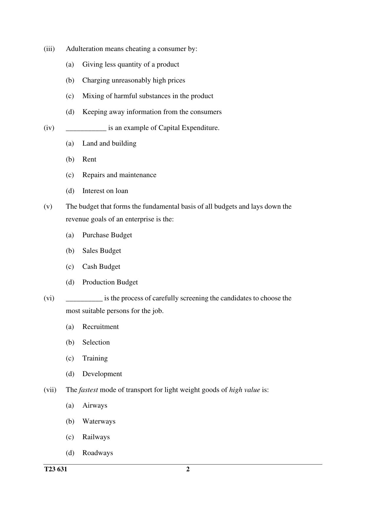 ICSE Class 10 COMMERCIAL STUDIES 2023 Question Paper - Page 2
