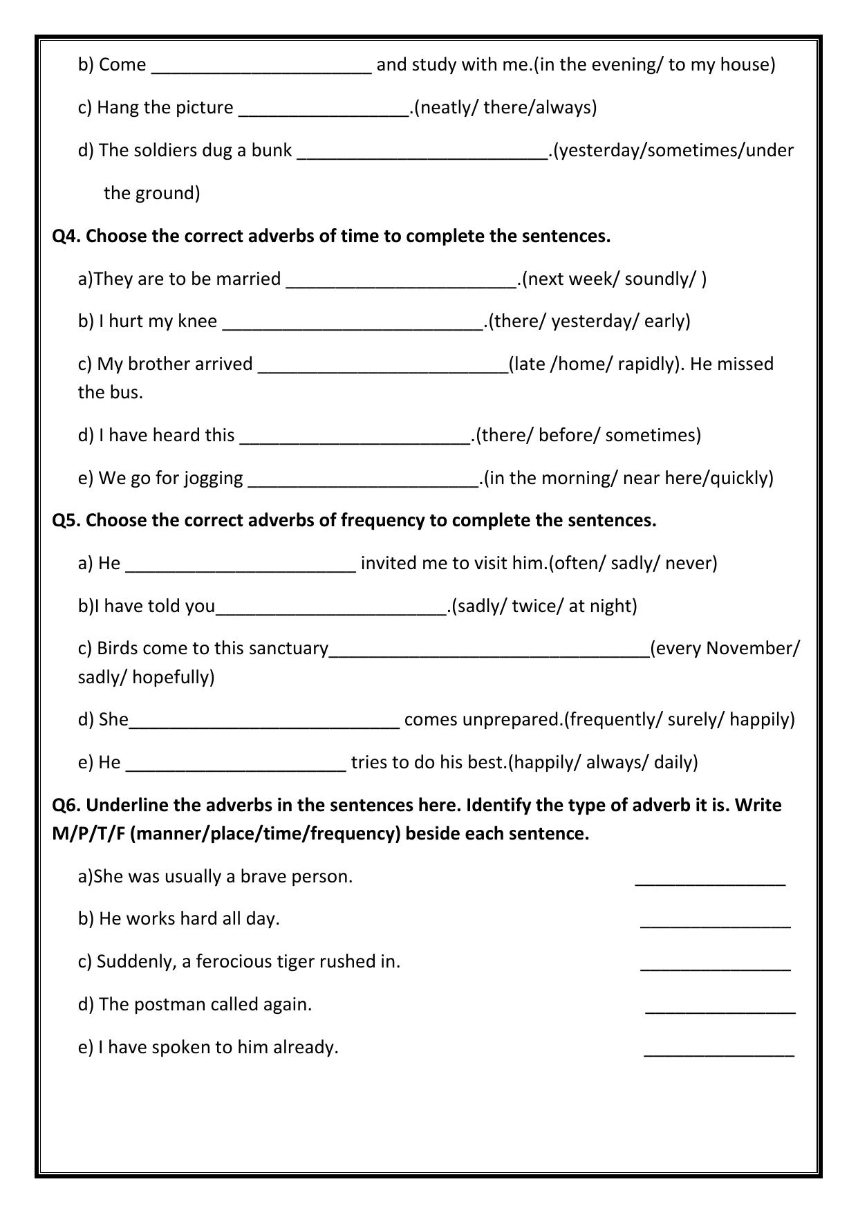 Worksheet for Class 4 English Assignment 33 - Page 2