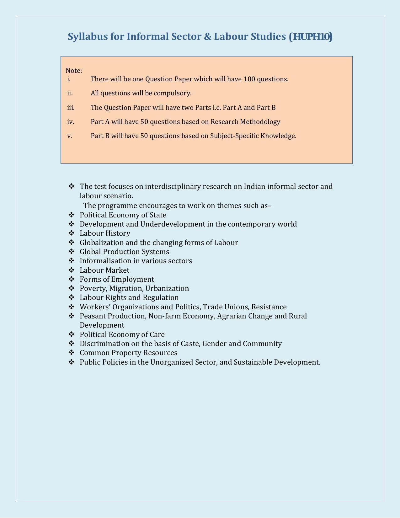 NTA PhD Entrance Exam Informal Sector & Labour Studies Syllabus - Page 1