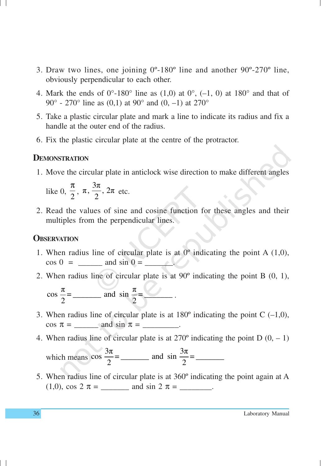 NCERT Laboratory Manuals for Class XI Mathematics - Activities (1 to 10) - Page 36