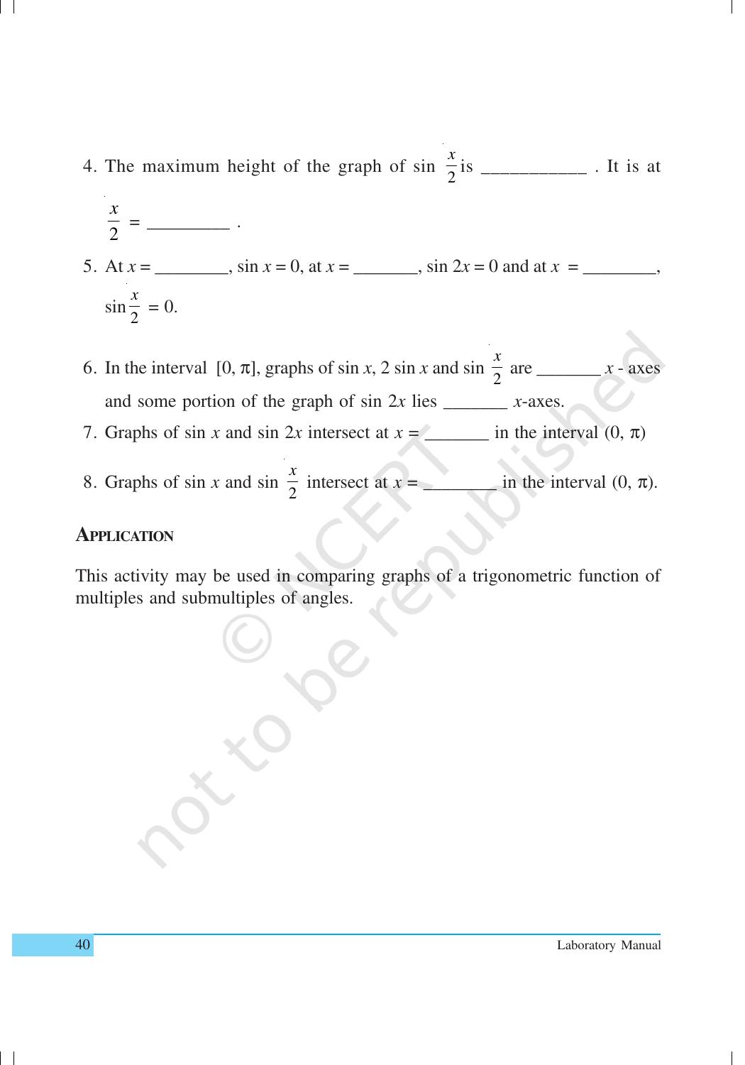 NCERT Laboratory Manuals for Class XI Mathematics - Activities (1 to 10) - Page 40