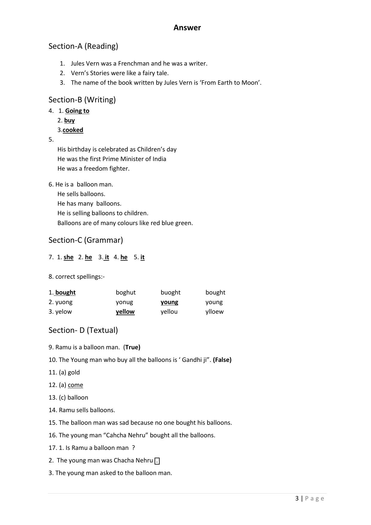 Chhattisgarh Board Class 5 English Question Bank - Page 7