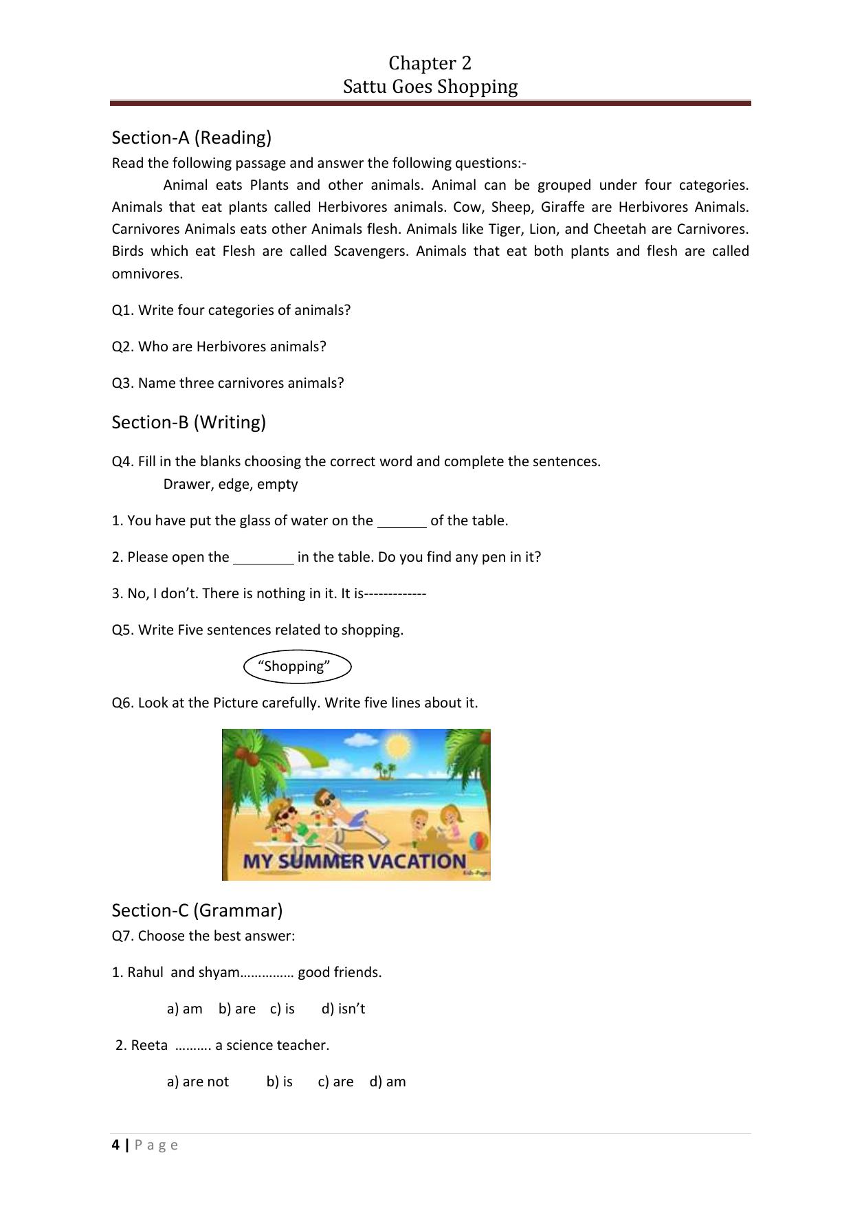 Chhattisgarh Board Class 5 English Question Bank - Page 8