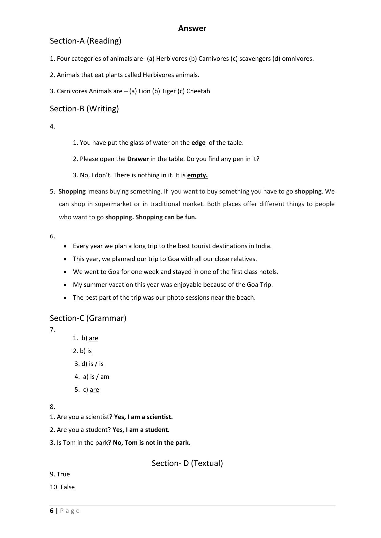 Chhattisgarh Board Class 5 English Question Bank - Page 10