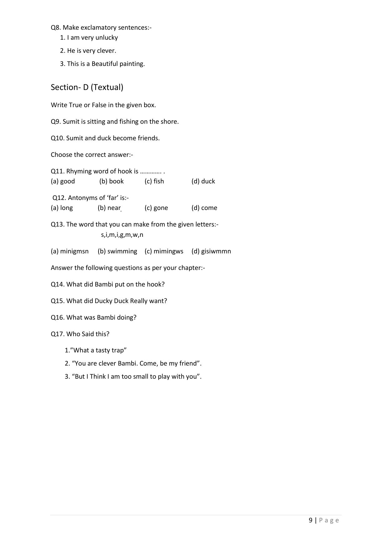Chhattisgarh Board Class 5 English Question Bank - Page 13