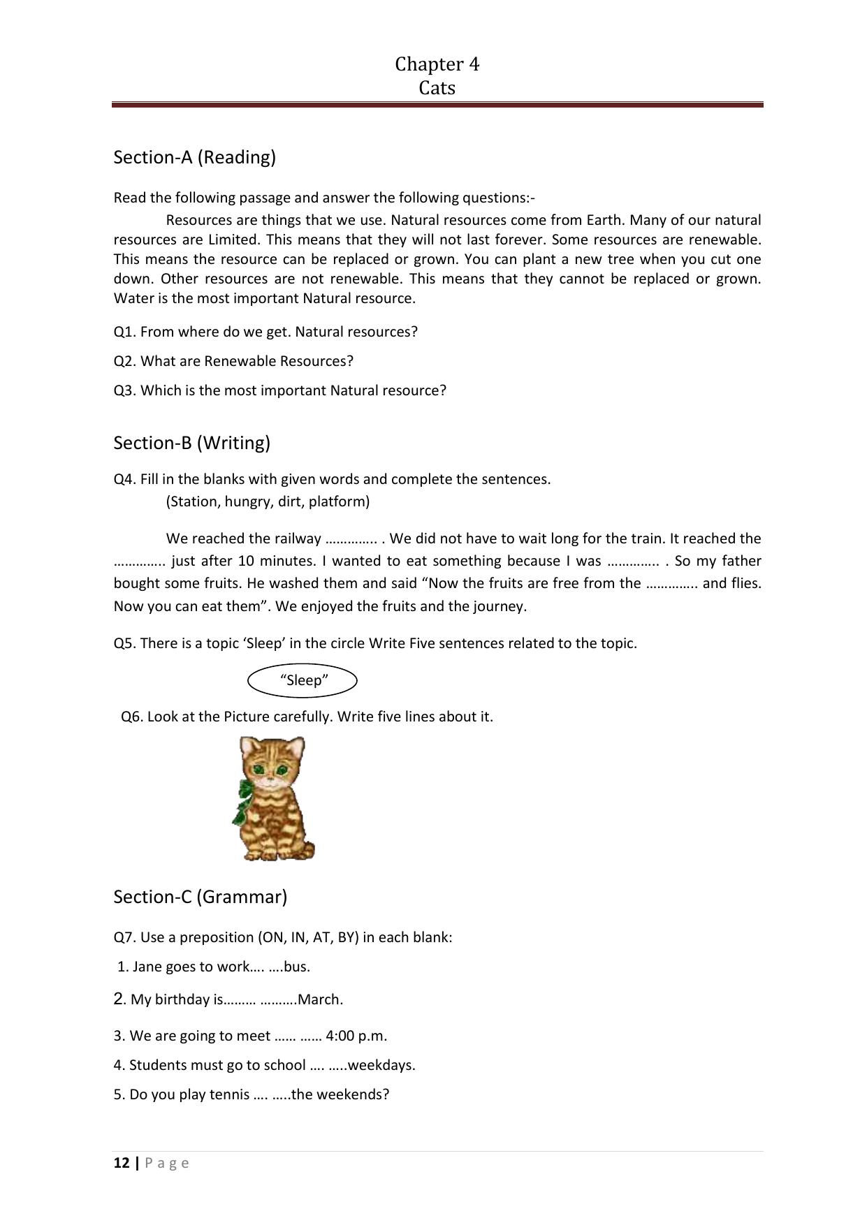 Chhattisgarh Board Class 5 English Question Bank - Page 16
