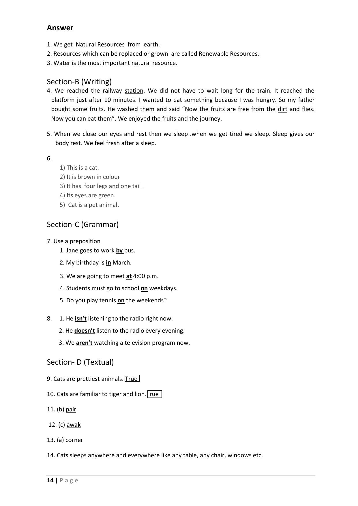 Chhattisgarh Board Class 5 English Question Bank - Page 18