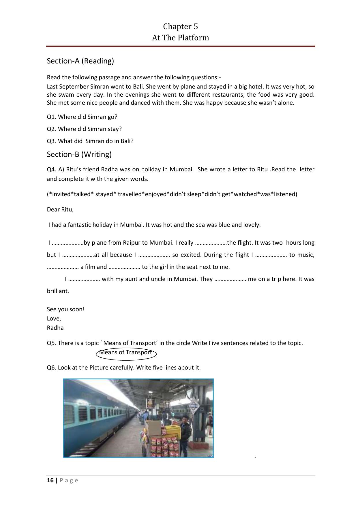Chhattisgarh Board Class 5 English Question Bank - Page 20