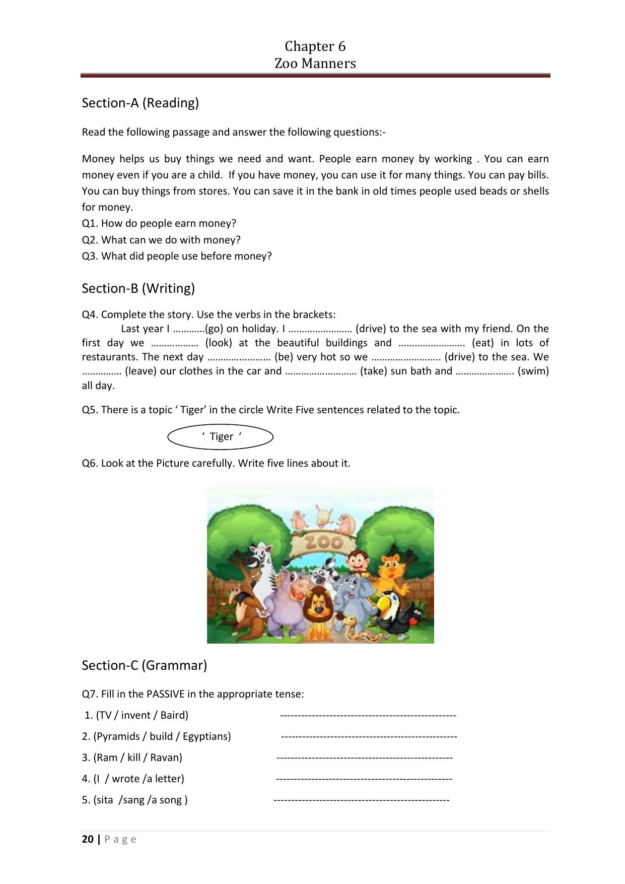 Chhattisgarh Board Class 5 English Question Bank - Page 24