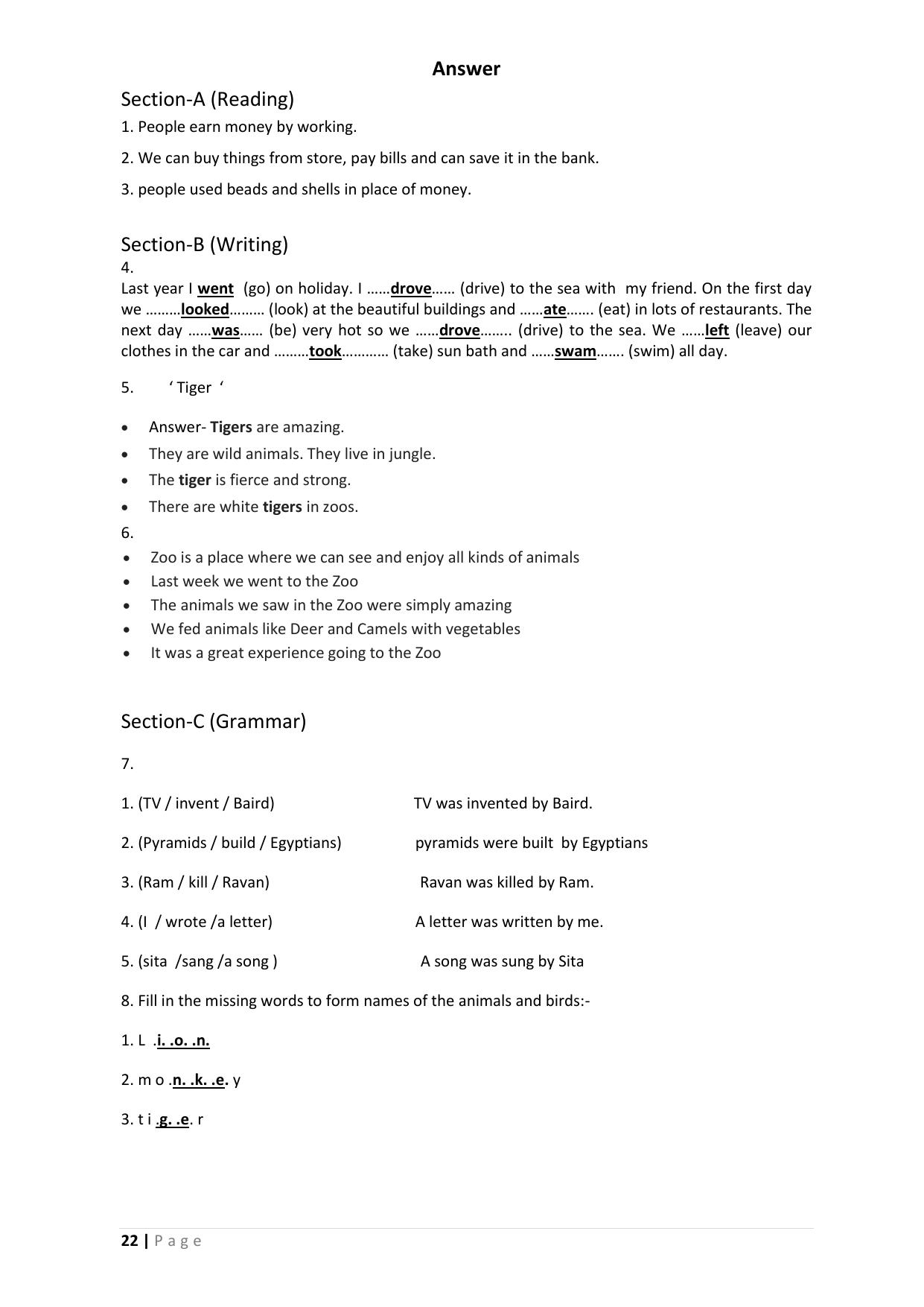 Chhattisgarh Board Class 5 English Question Bank - Page 26